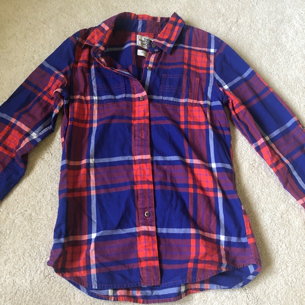 The North Face plaid cotton button down shirt XS